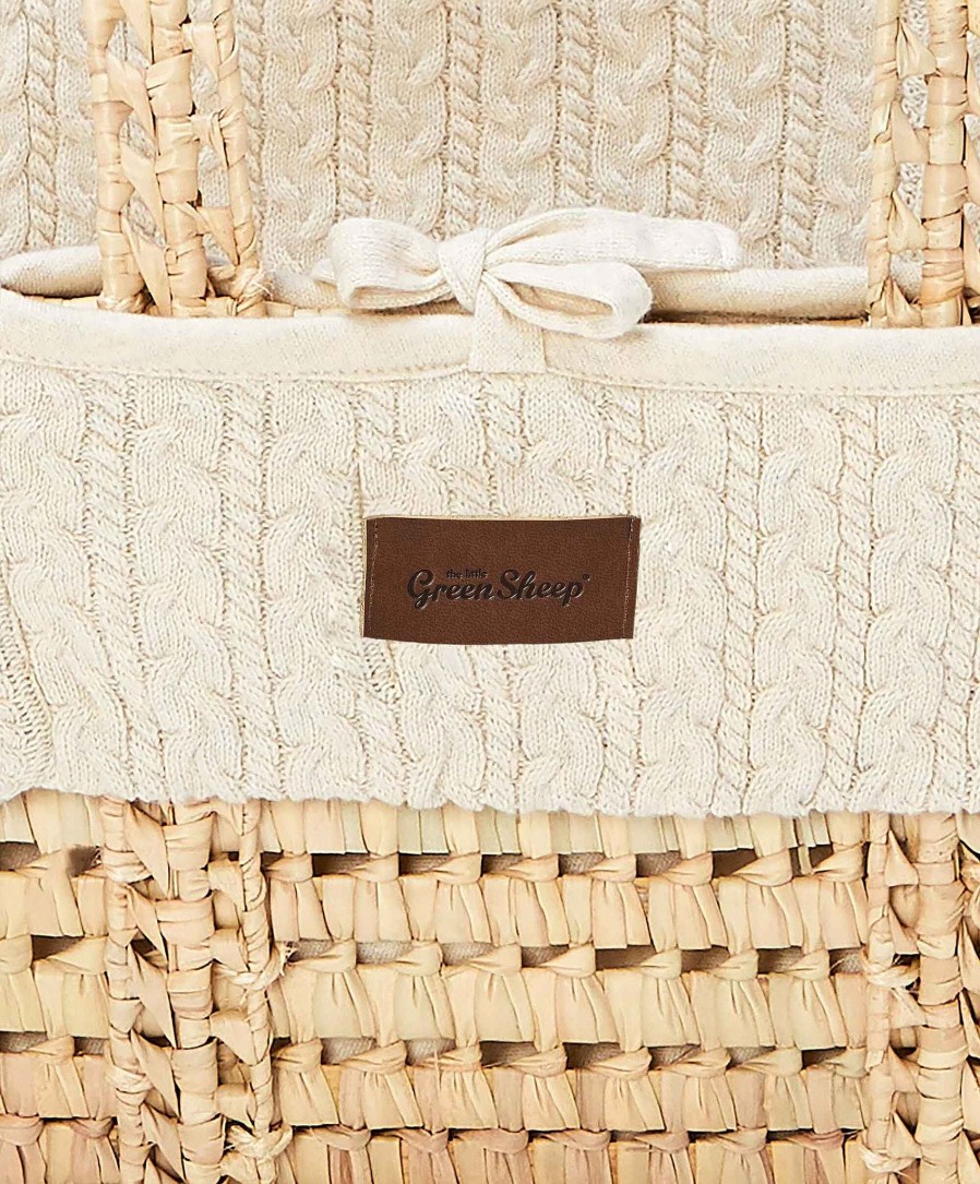 Toys & Gifts Little Green Sheep Baby Shower Gifts | Little Green Sheep Knitted Moses Basket - Linen