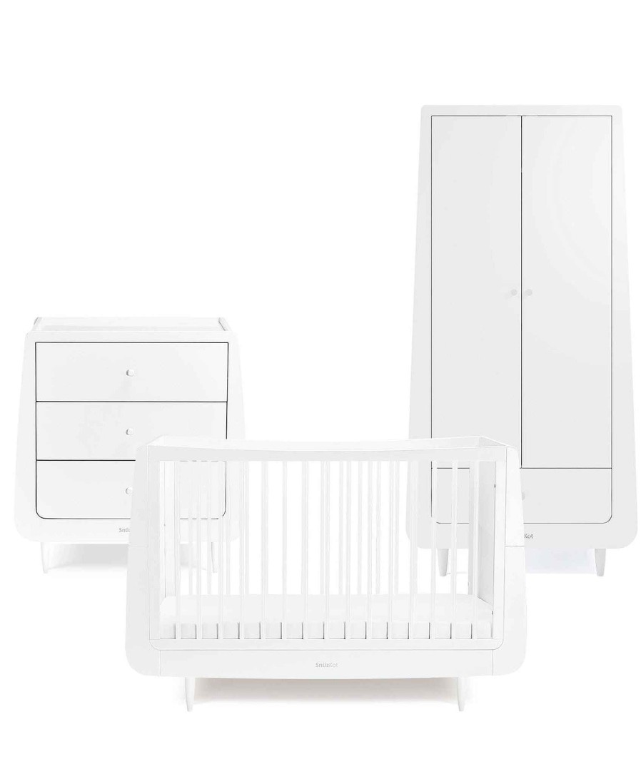 Furniture Snuz White Nursery Furniture | Snuzkot Cotbed Range With Wardrobe & Changing Unit - White