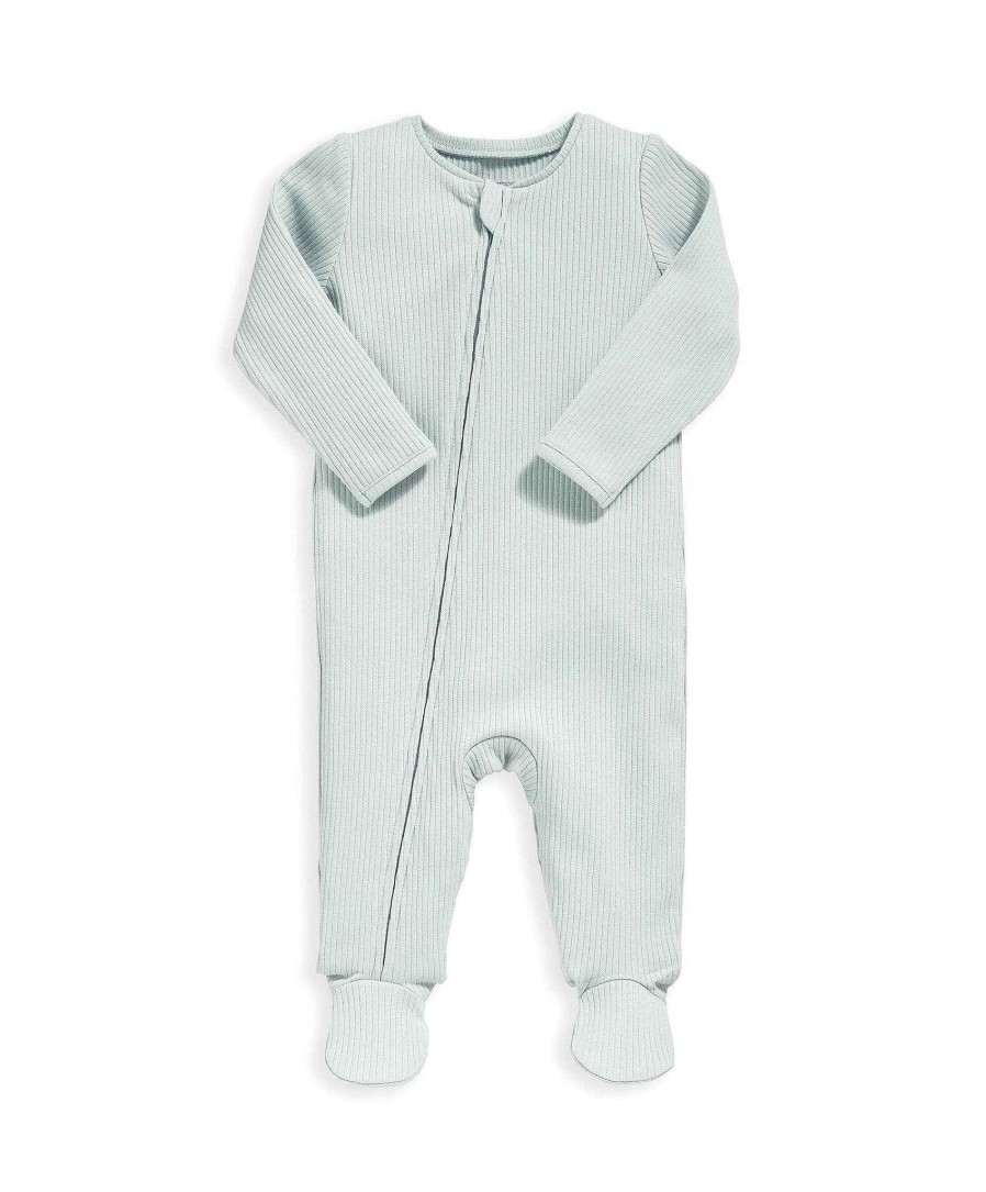 Toys & Gifts Mamas and Papas New Parent Gifts | Organic Cotton Ribbed Sleepsuit - Blue