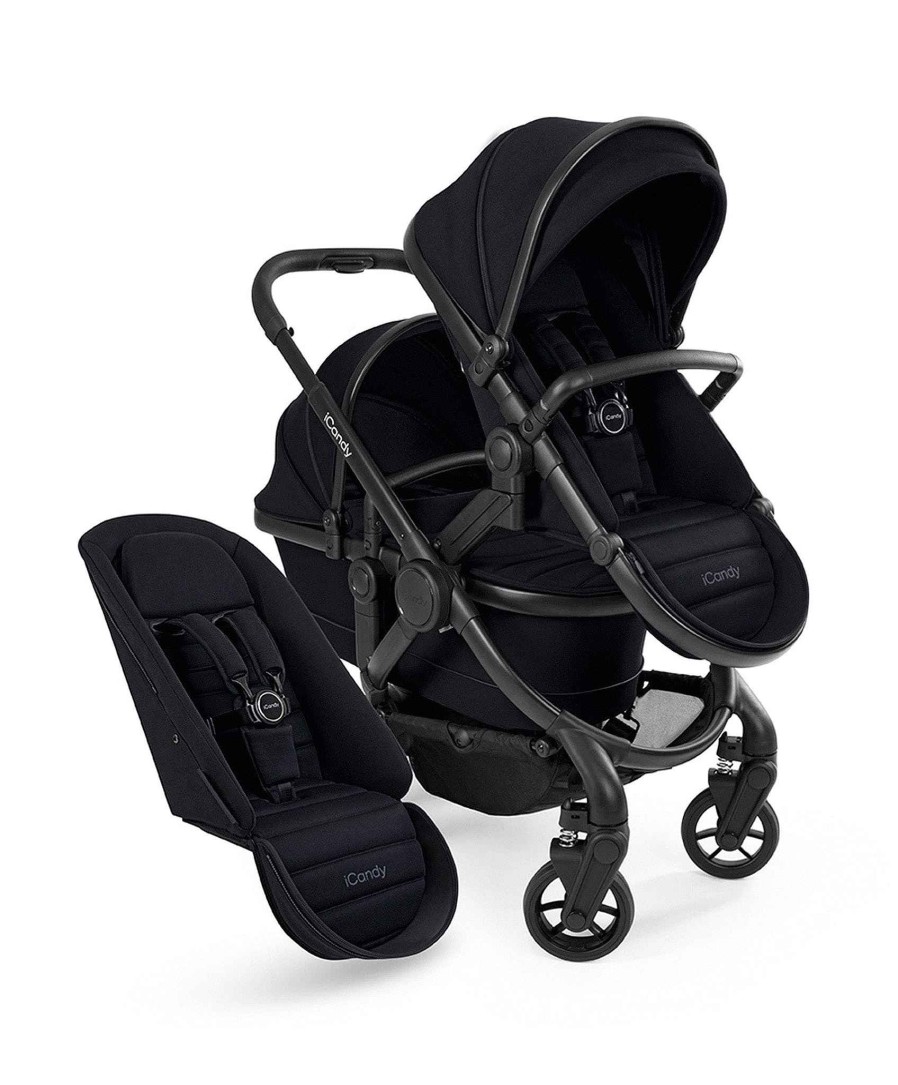 Pushchairs iCandy Twin Buggies & Tandem | Icandy Peach 7 Double Pushchair Bundle - Black