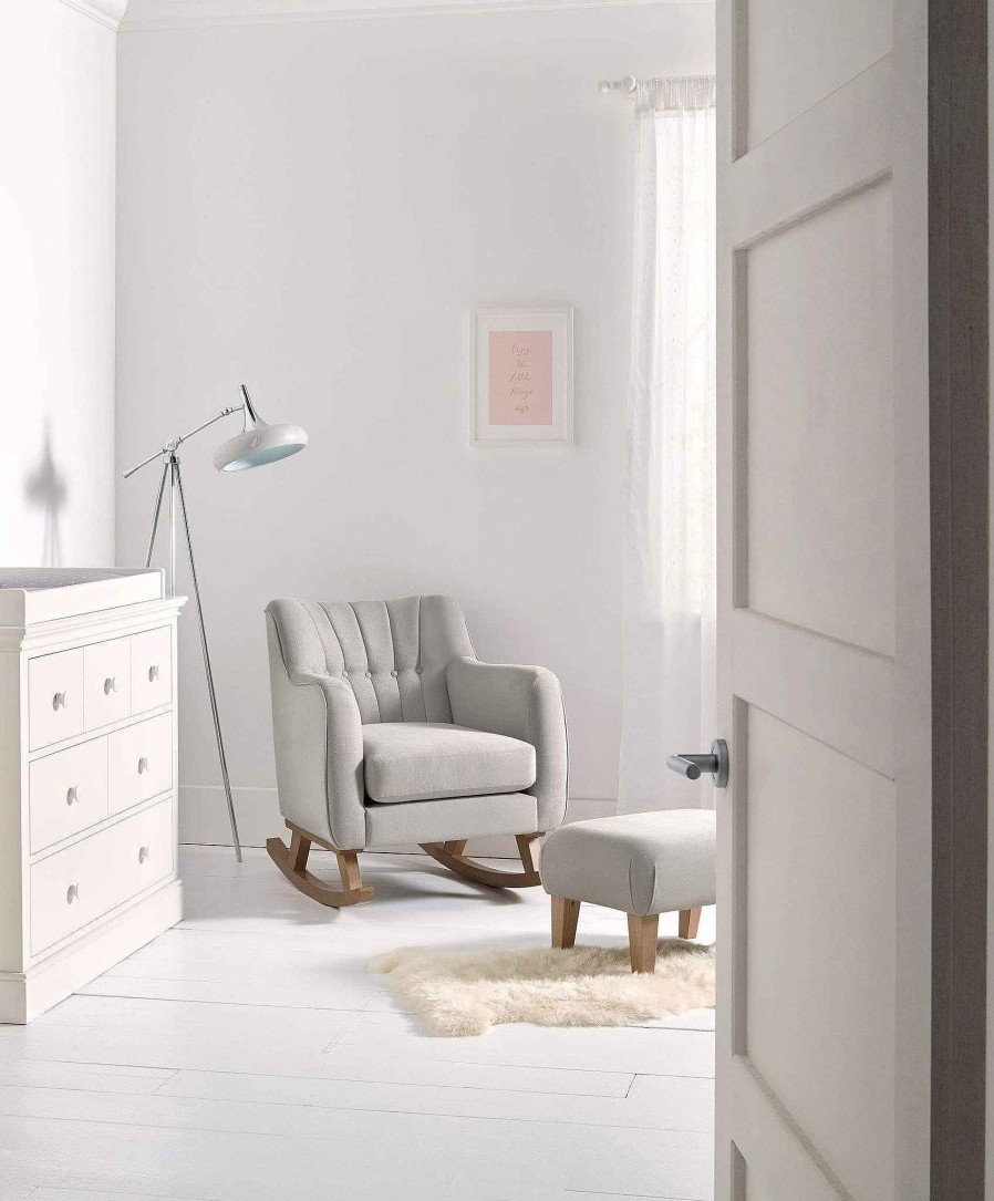 Furniture Mamas and Papas Grey Nursery Furniture | Hilston Nursing Chair & Stool Set Silver