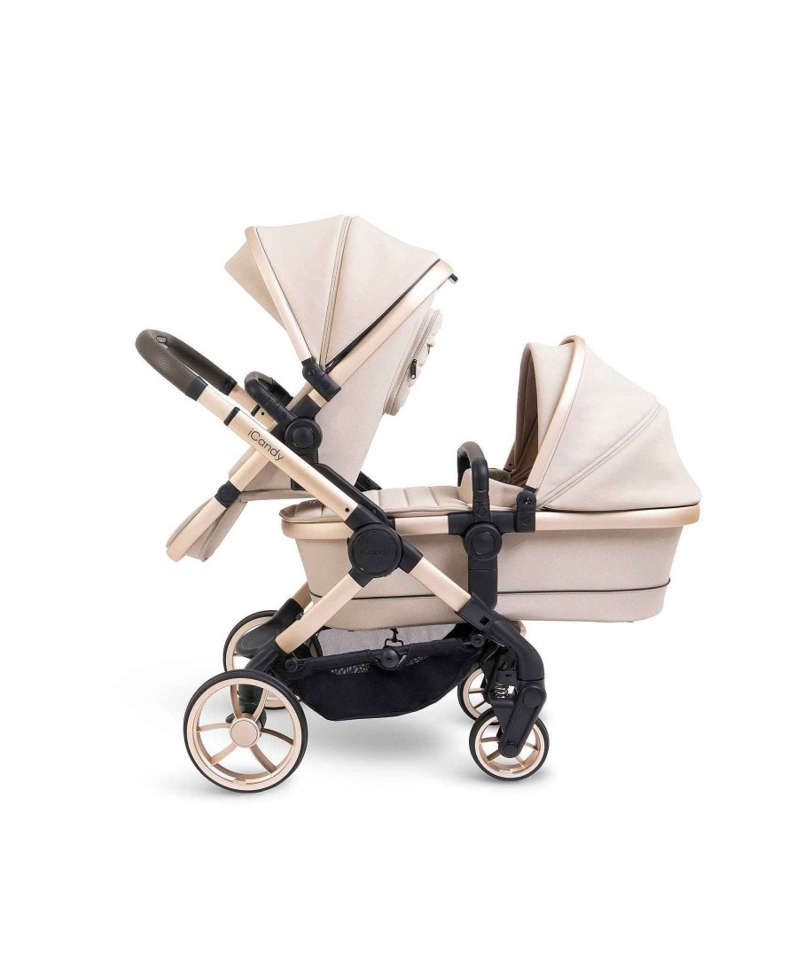 Pushchairs iCandy Twin Buggies & Tandem | Icandy Peach 7 Double Pushchair Bundle - Biscotti