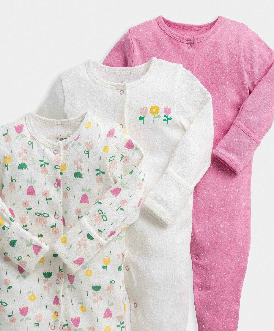 Toys & Gifts Mamas and Papas New Parent Gifts | Modern Floral Baby Sleepsuit Multipack - Set Of 3