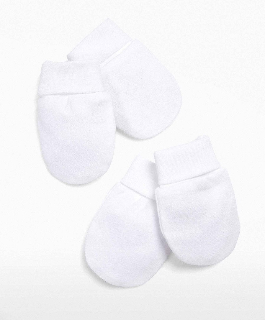 Clothing Mamas and Papas | White Scratch Mitts - 2 Pack