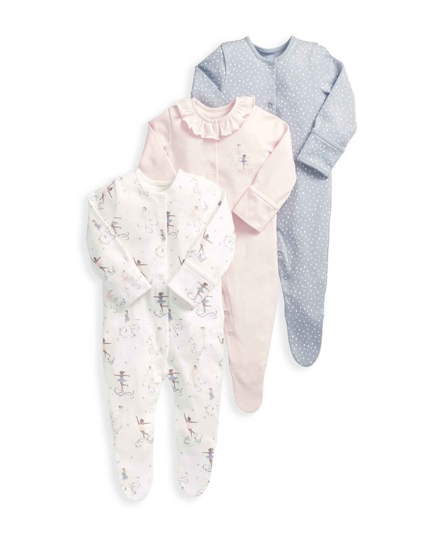 Clothing Mamas and Papas | Dancing On Ice Sleepsuits (3 Pack) - Pink