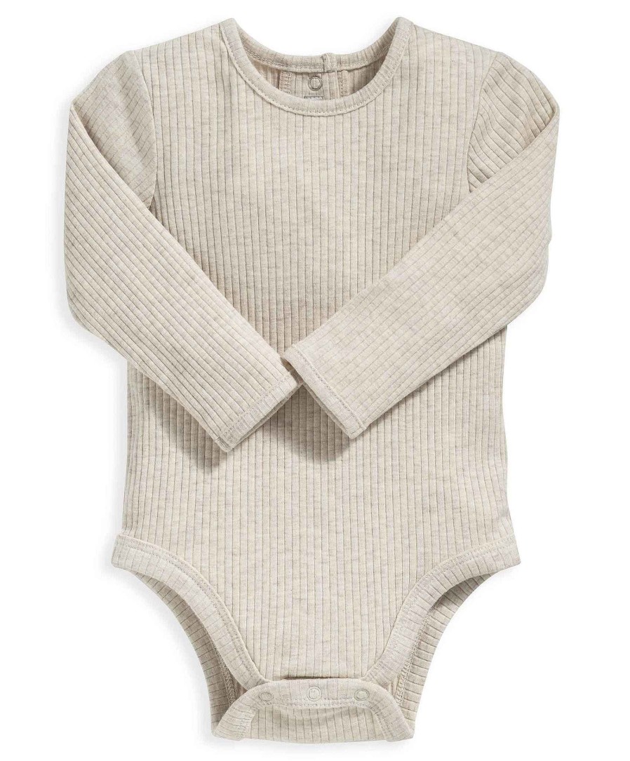 Clothing Mamas and Papas | Organic Cotton Ribbed Bodysuit - Oatmeal