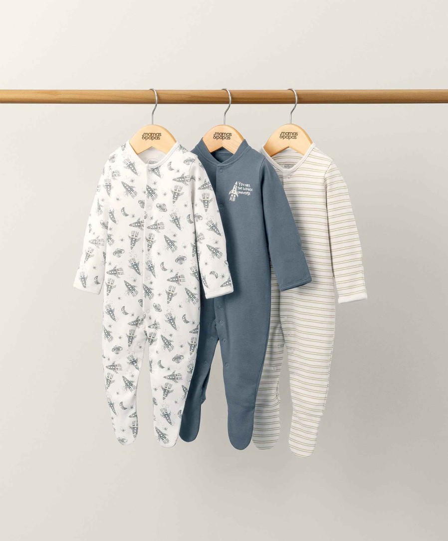 Clothing Mamas and Papas | Universe Sleepsuits (3 Pack) - Blue