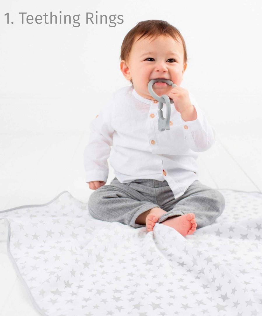 Feeding & Weaning Cheeky Chompers Muslin Cloths & Squares | Cheeky Chompers 6-In-1 Multimuslin - Silver Stars