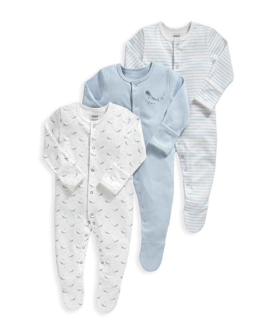 Toys & Gifts Mamas and Papas New Parent Gifts | Whales Sleepsuits - 3 Pack