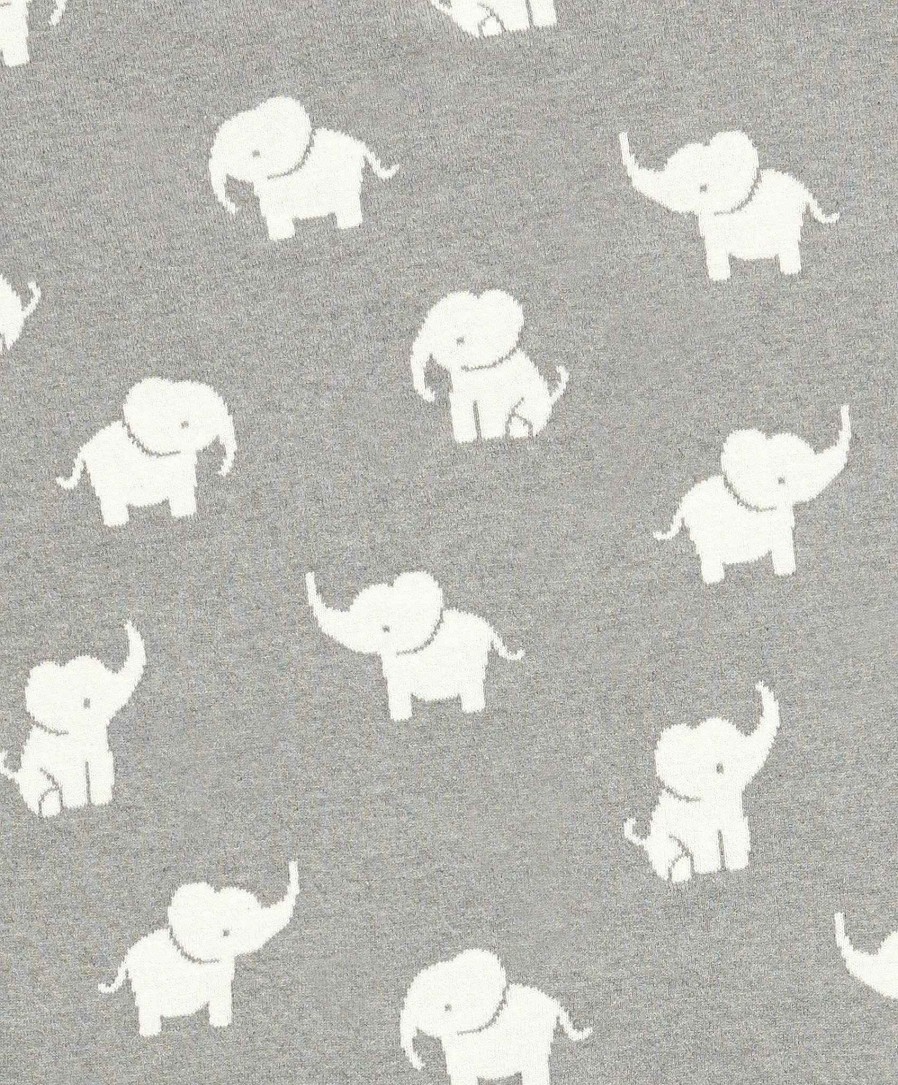 Nursery Mamas and Papas Baby Boy Bedding | Welcome To The World Knitted Elephant Blanket - Grey