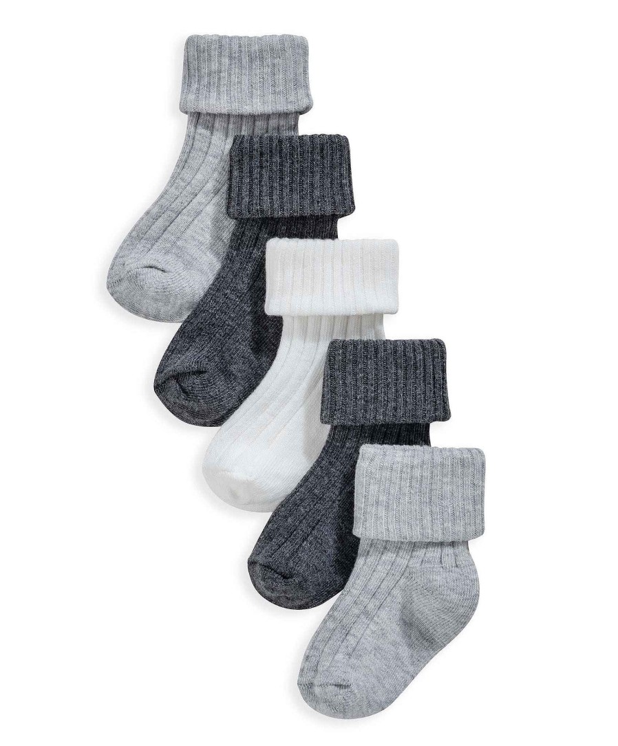 Toys & Gifts Mamas and Papas Baby Shower Gifts | Grey Ribbed Socks Multipack - Set Of 5