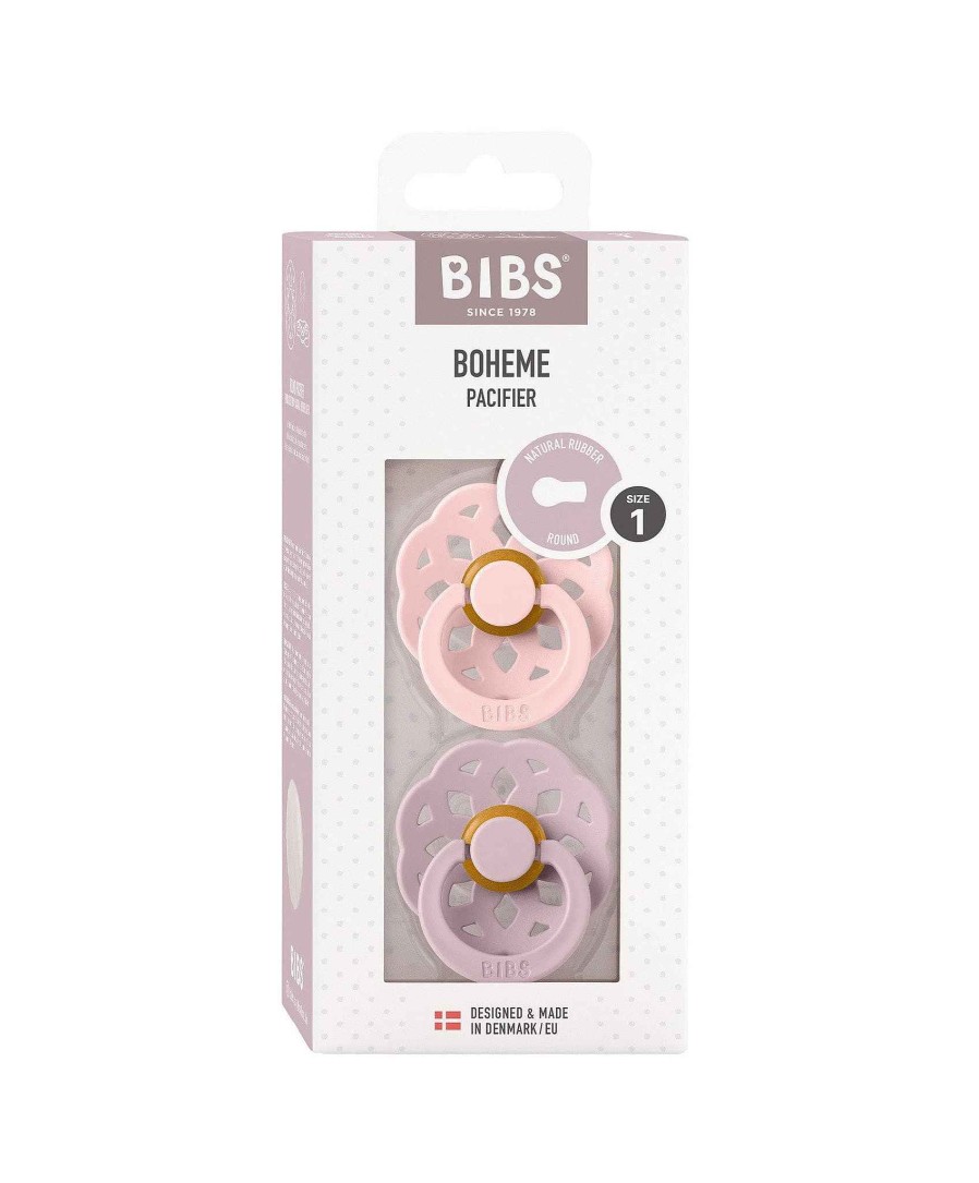 Feeding & Weaning Bibs World Dummies & Soothers | Bibs Boheme Dummies Size 1 (2 Pack) - Blossom/Dusky Lilac