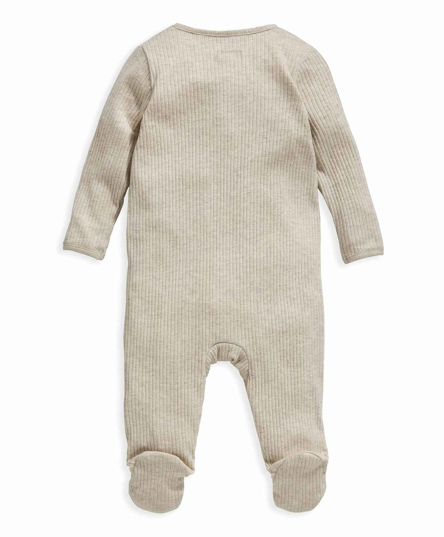 Clothing Mamas and Papas | Organic Cotton Ribbed Sleepsuit - Oatmeal