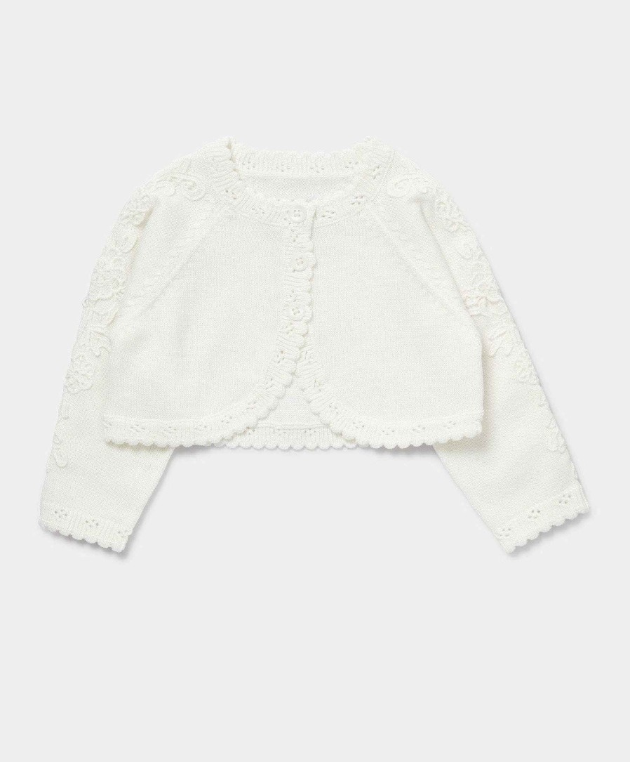 Clothing Mamas and Papas | Lace Trim Cardigan - Cream