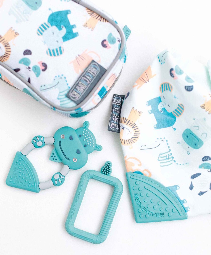 Toys & Gifts Cheeky Chompers Teething Toys & Baby Comforters | Cheeky Chompers Teething Survival Kit Inc. Teething Bib & Toothbrush