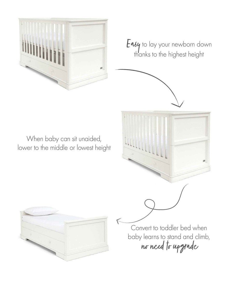 Nursery Mamas and Papas Baby Furniture Sets | Oxford 2 Piece Nursery Furniture Set With Cotbed And Dresser Pure White