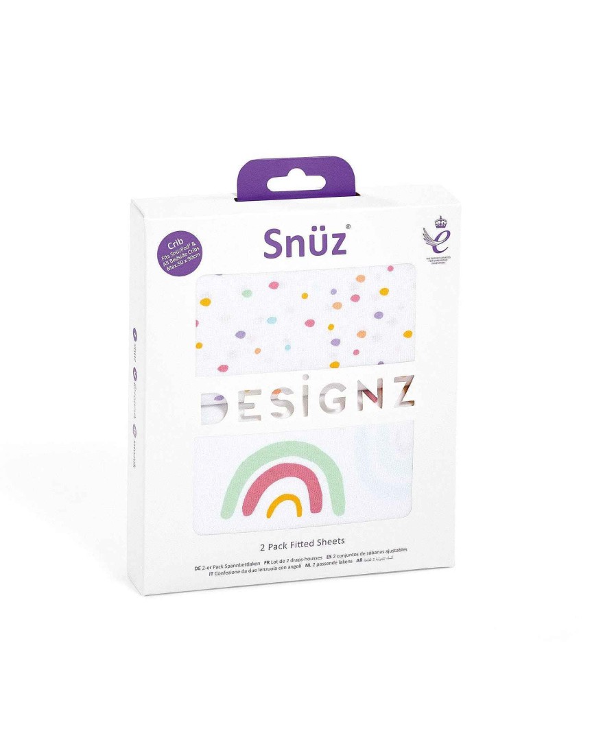 Nursery Snuz Baby Sheets | Snuz Fitted Crib Sheets 2 Pack - Rainbow