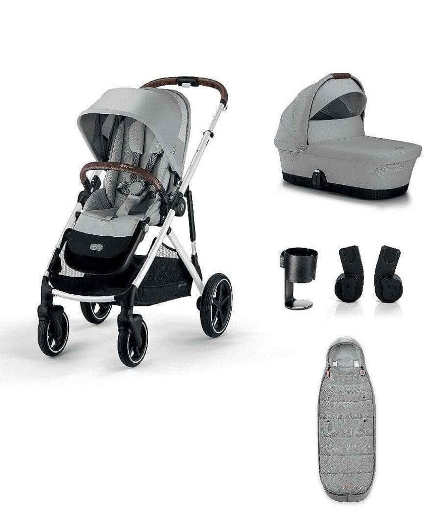 Car Seats Mamas and Papas Group 0+ Car Seats | Cybex Gazelle S Pushchair Bundle (5 Pieces) - Lava Grey