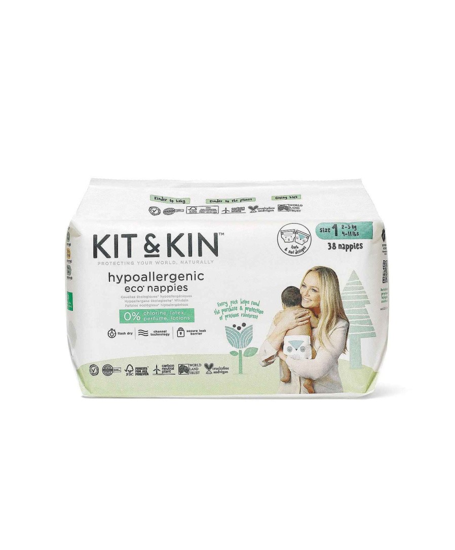 Bathing & Changing Kit and Kin Nappies & Skincare | Kit & Kin Natural Skincare Starter Pack With Size 1 Eco Nappies