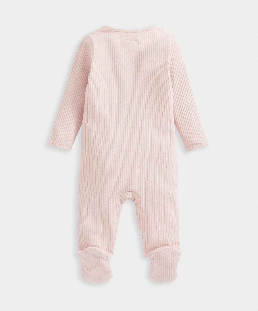 Clothing Mamas and Papas | Pink Ribbed Zip Sleepsuit