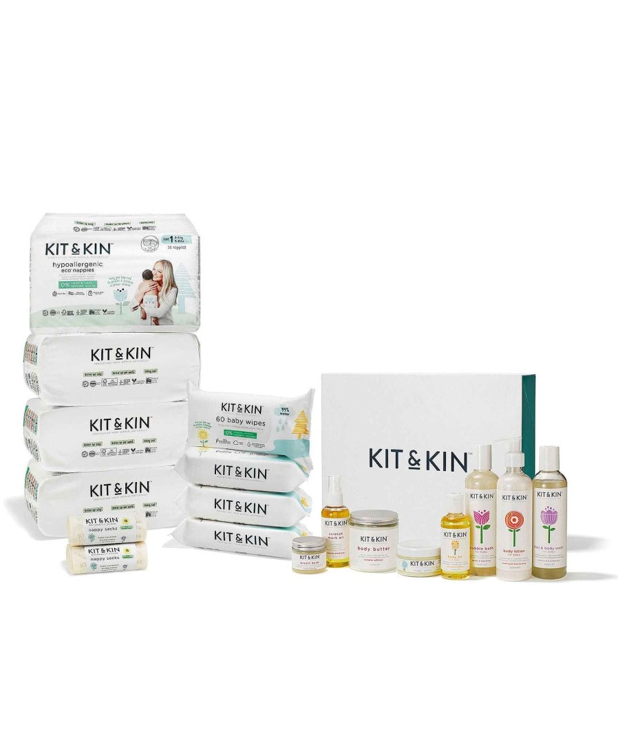 Bathing & Changing Kit and Kin Nappies & Skincare | Kit & Kin Natural Skincare Starter Pack With Size 1 Eco Nappies