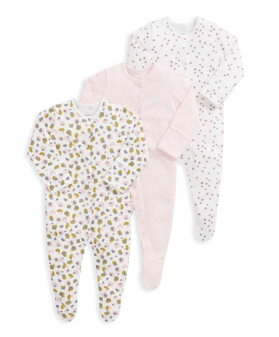 Toys & Gifts Mamas and Papas Baby Shower Gifts | Animal Print Sleepsuits (3 Pack)