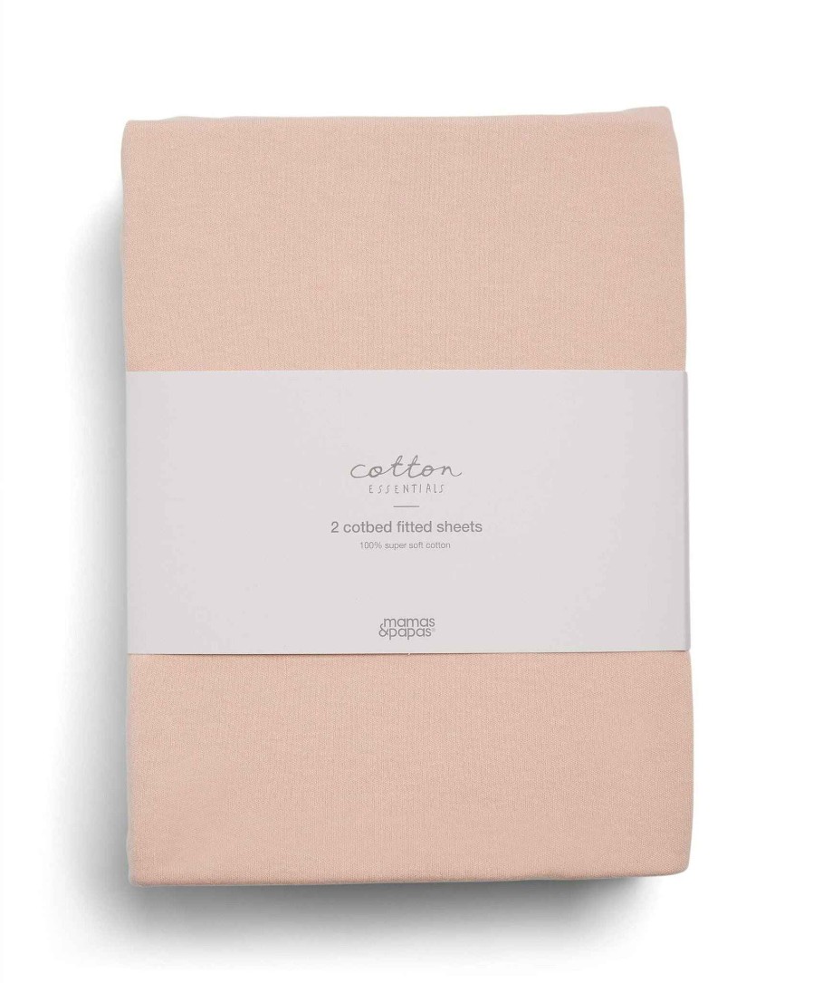 Nursery Mamas and Papas Cot Bedding | Cotton Essentials Cotbed Fitted Sheets (2 Pack) - Terracotta