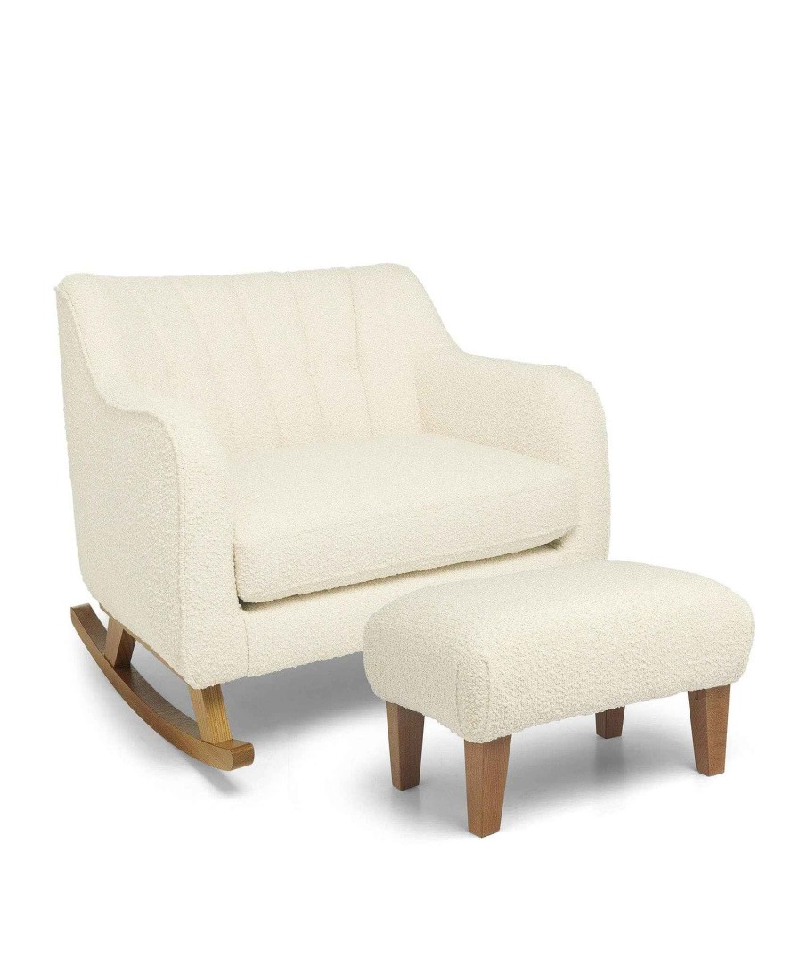 Furniture Mamas and Papas White Nursery Furniture | Hilston Cuddle Chair Set In Chenille Boucle - Oyster