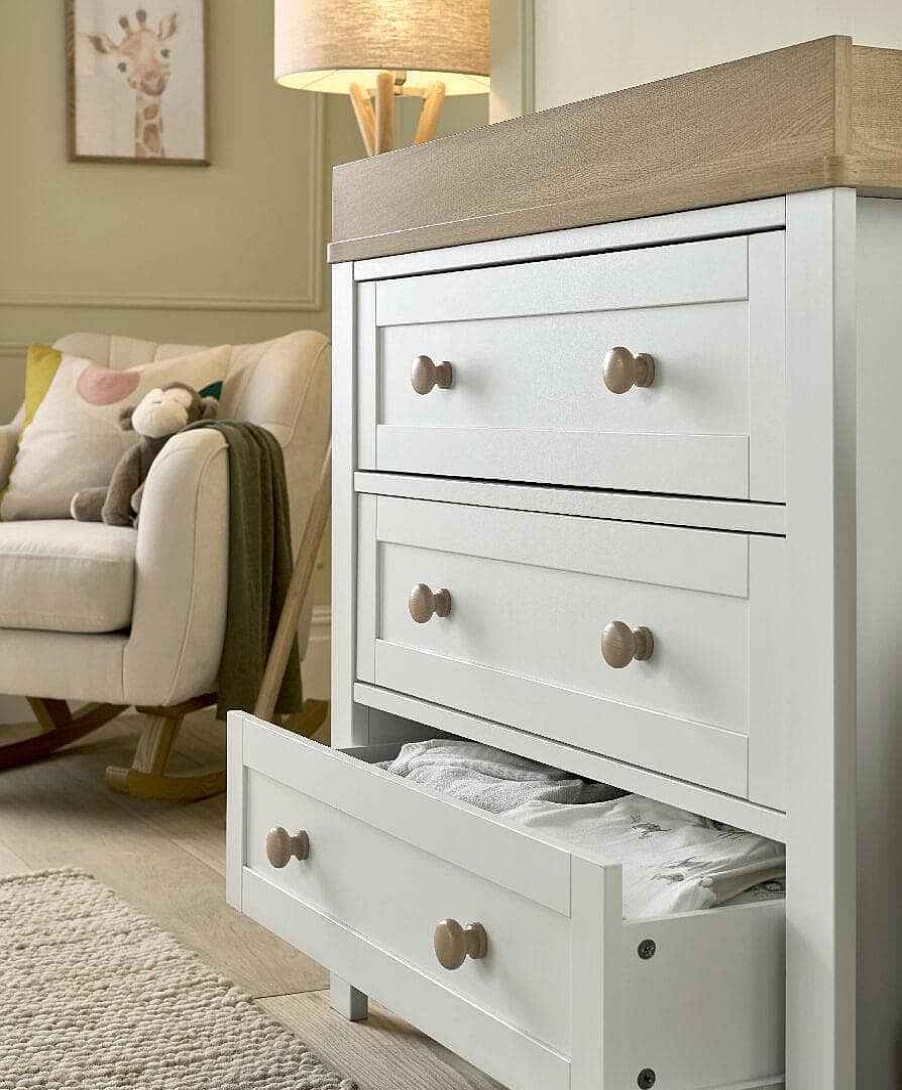 Nursery Mamas and Papas Baby Furniture Sets | Wedmore 3 Piece Cotbed Range With Nursery Dresser Changer & Wardrobe - White/Natural