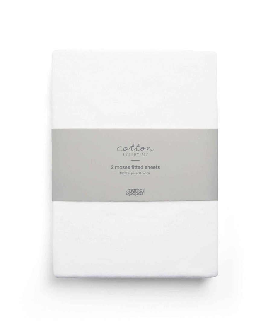 Nursery Mamas and Papas Baby Sheets | Cotton Essentials Moses Fitted Sheets - Pack Of 2