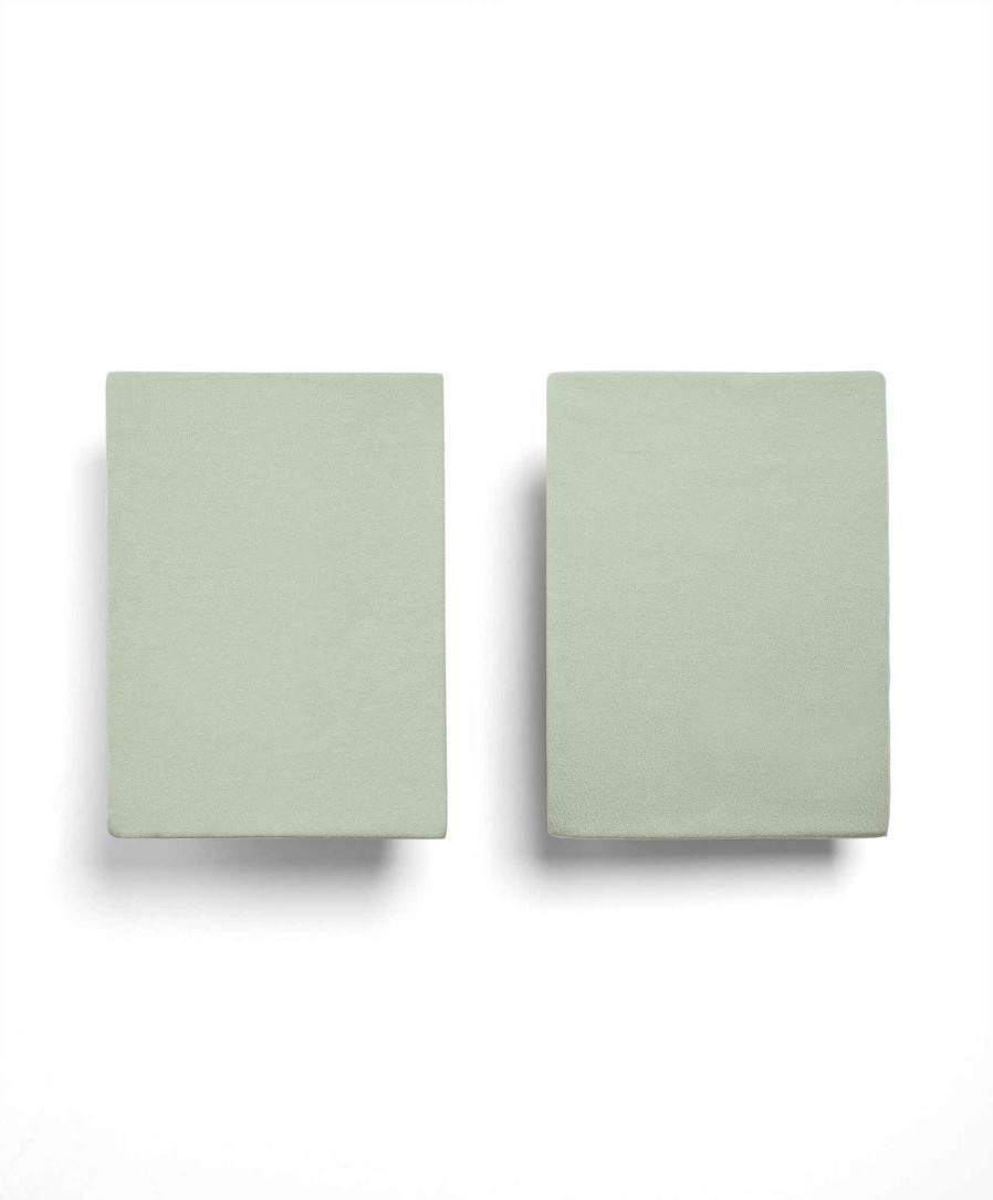 Nursery Mamas and Papas Cot Bedding | Cotton Essentials Cotbed Fitted Sheets (2 Pack) - Sage