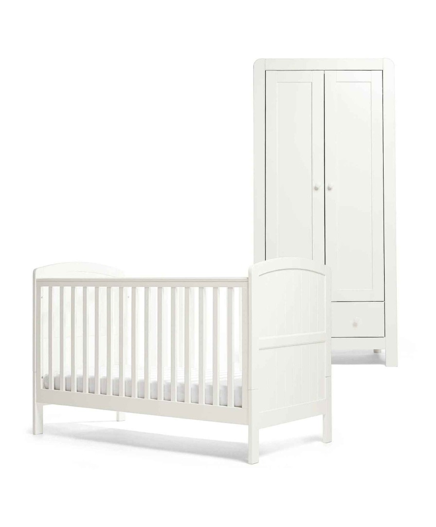 Nursery Mamas and Papas Baby Furniture Sets | Dover Cotbed & Wardrobe Bundle - White