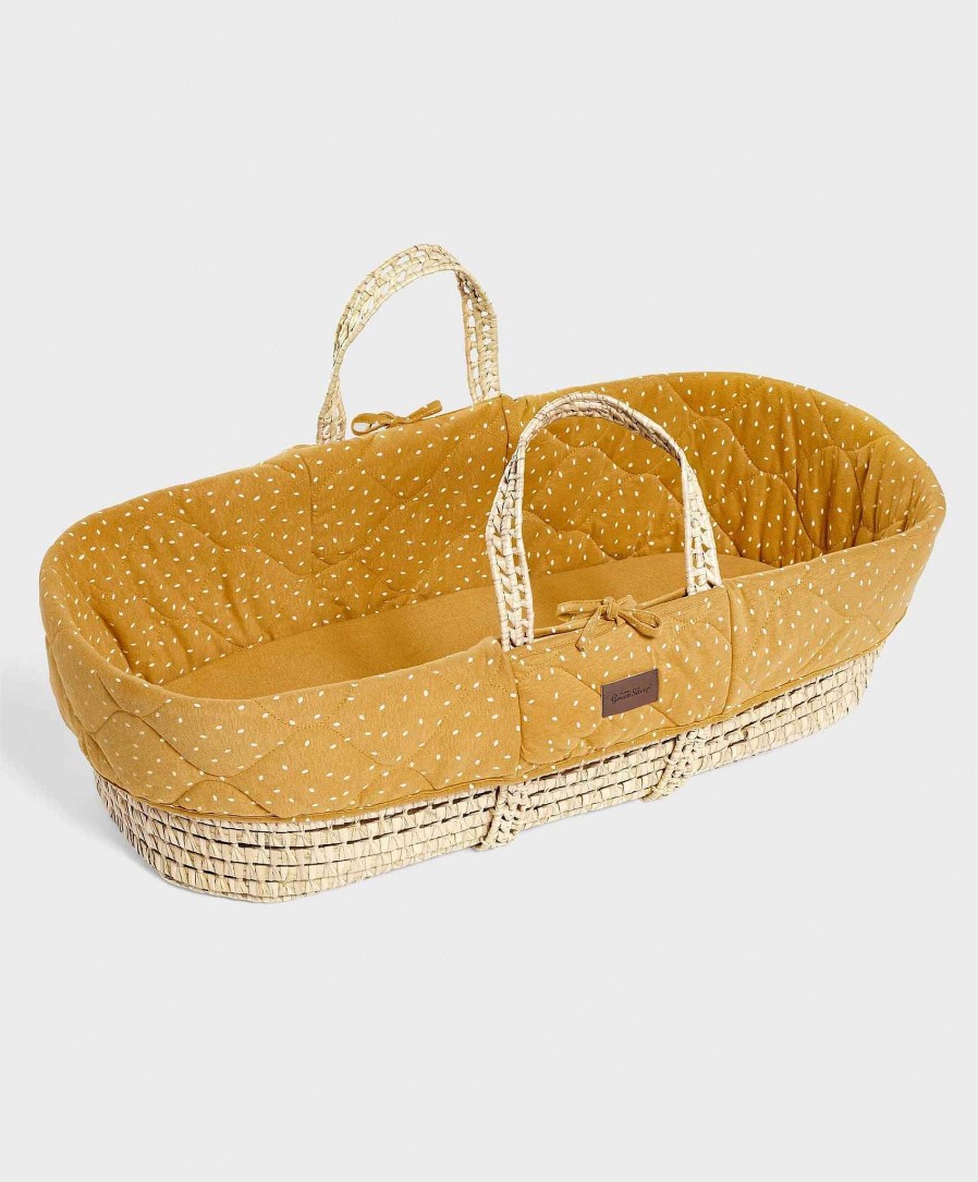 Nursery Little Green Sheep Moses Baskets | Little Green Sheep Quilted Moses Basket - Honey Rice Print