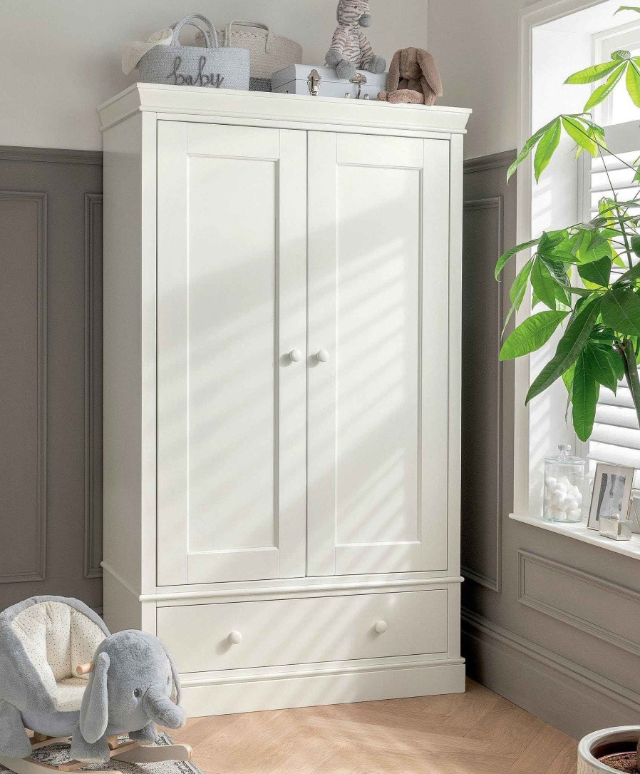 Furniture Mamas and Papas Baby Wardrobes | Oxford Nursery Wardrobe With Storage Drawer - Pure White