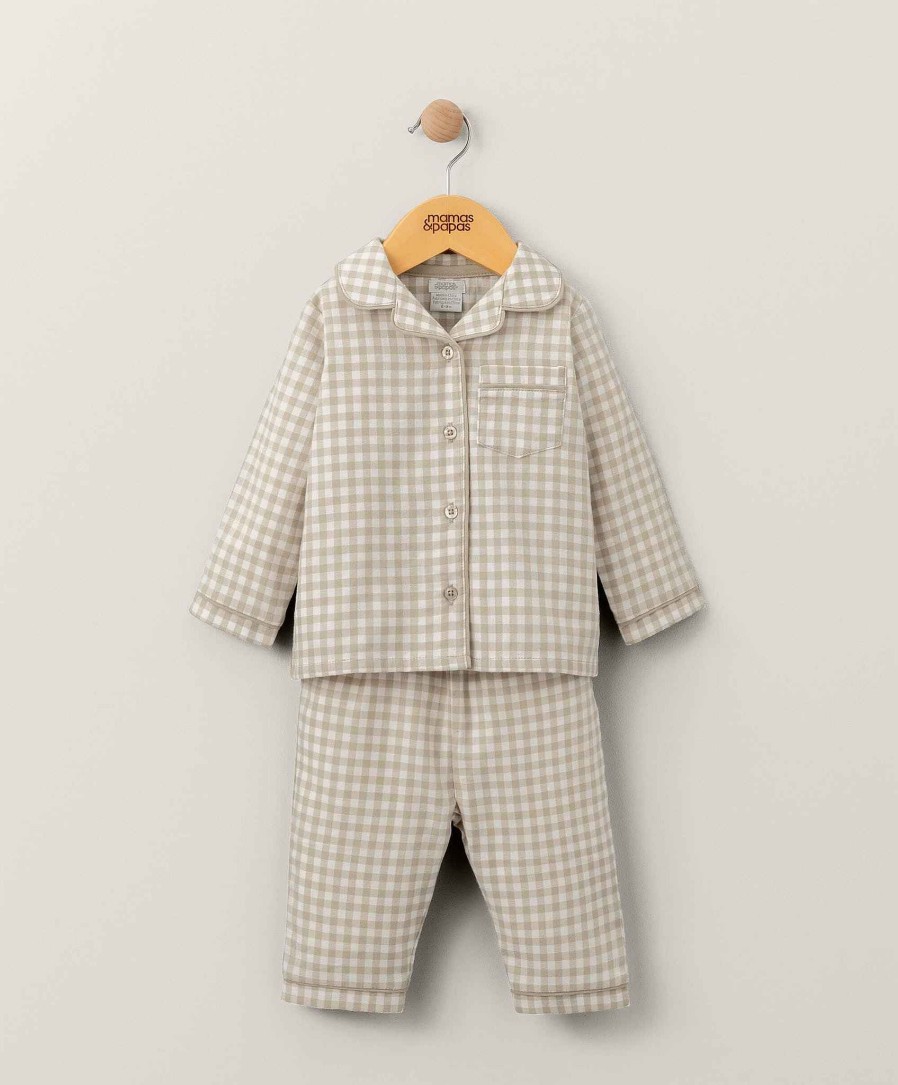 Clothing Mamas and Papas | Check Woven Pyjamas - Sand