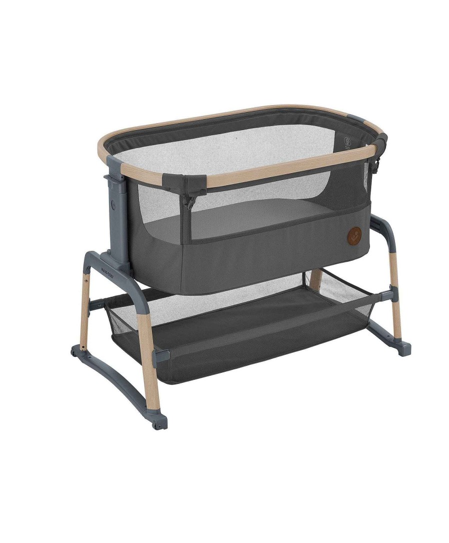 Furniture Maxi Cosi Grey Nursery Furniture | Maxi-Cosi Iora Air Bedside Crib - Beyond Graphite