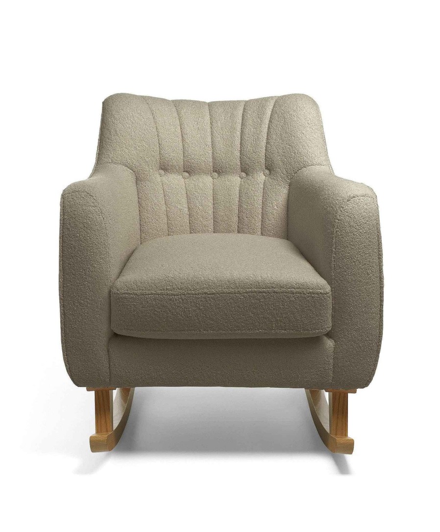 Furniture Mamas and Papas Grey Nursery Furniture | Hilston Nursing Chair Mink Boucle & Mid Oak