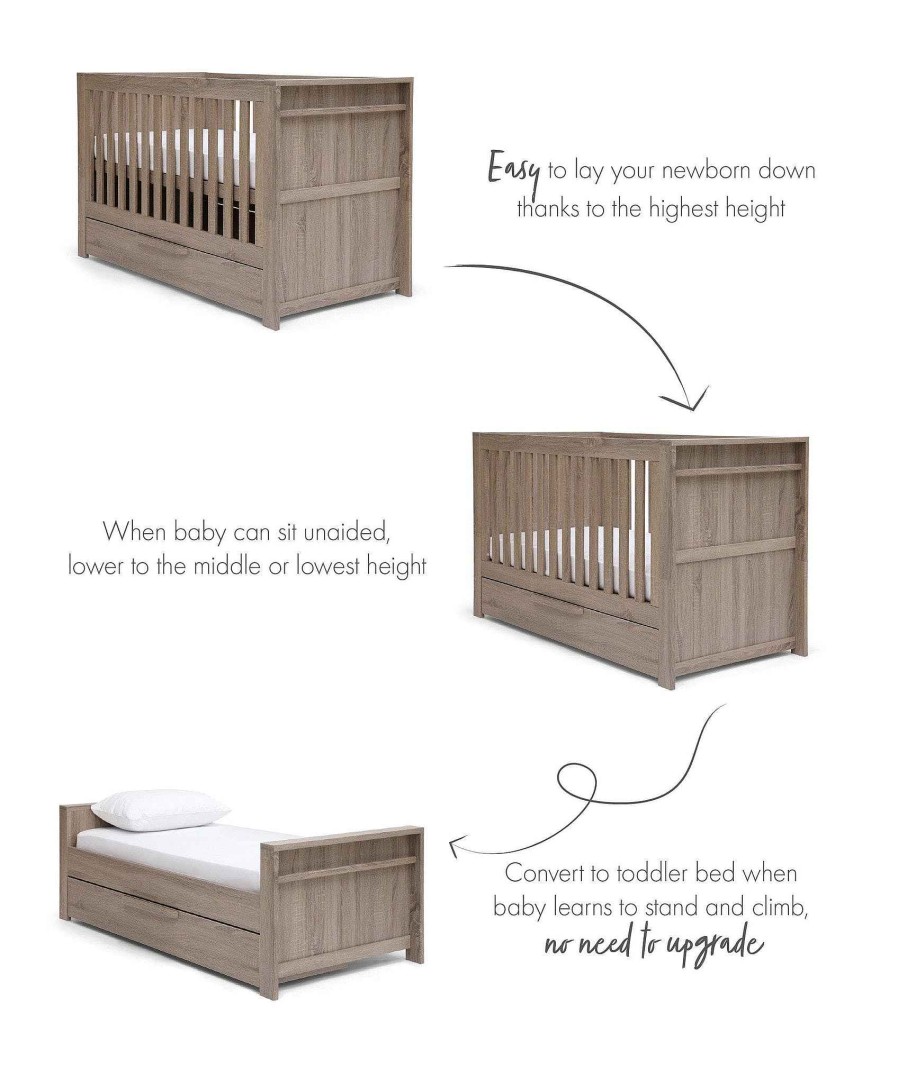 Nursery Mamas and Papas Baby Furniture Sets | Franklin 2 Piece Cotbed Set With Dresser Changer Grey Wash