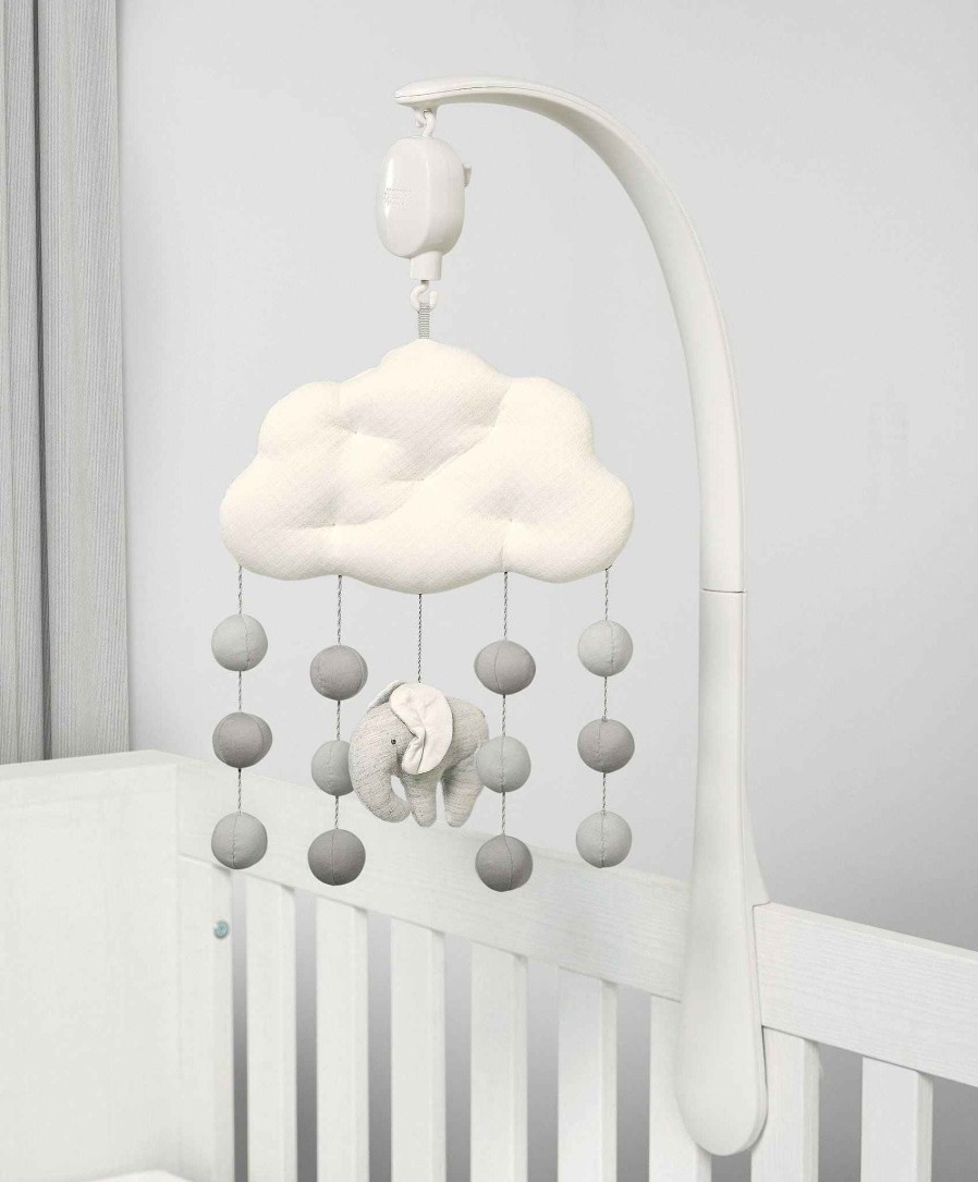 Nursery Mamas and Papas Neutral Baby Bedding | Welcome To The World Musical Mobile - Grey