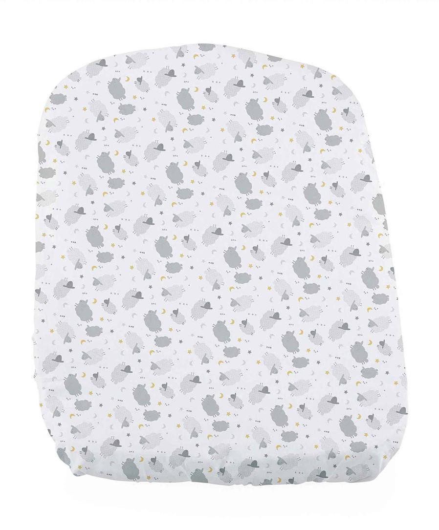 Nursery Chicco Baby Sheets | Chicco Baby Hug 4-In-1 Fitted Sheets - White (Grey Sheep Print)