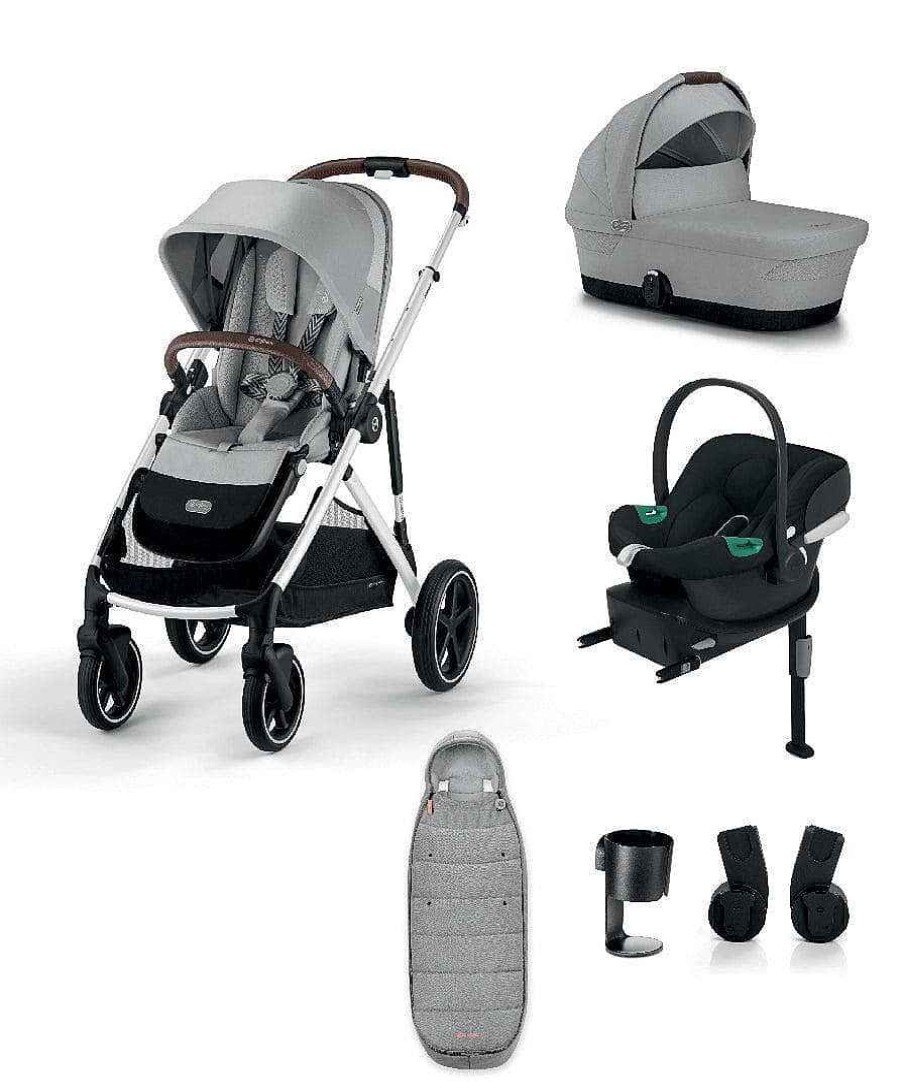 Car Seats Mamas and Papas Group 0+ Car Seats | Cybex Gazelle S Pushchair Bundle With Cybex Aton B2 I-Size Infant Car Seat & Base (6 Pieces) - Lava Grey