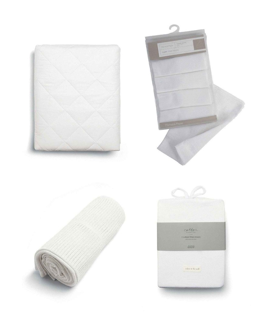 Nursery Mamas and Papas Baby Sheets | Cotbed Starter Bundle - White