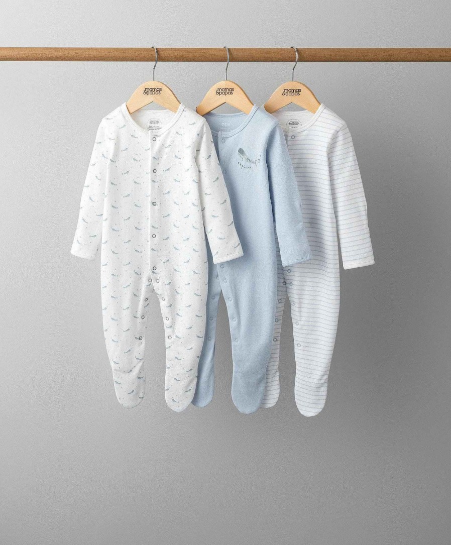 Clothing Mamas and Papas | Whales Sleepsuits - 3 Pack