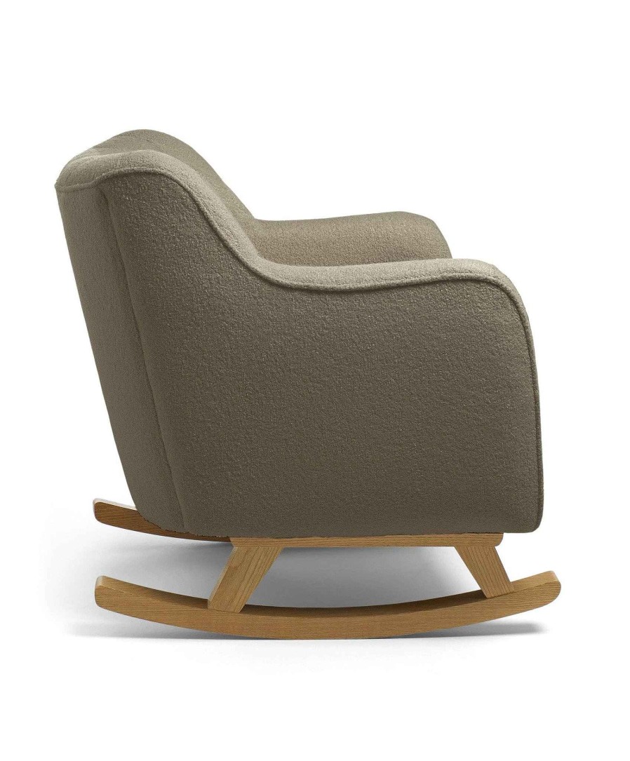 Furniture Mamas and Papas Grey Nursery Furniture | Hilston Cuddle Chair Mink Boucle & Mid-Oak