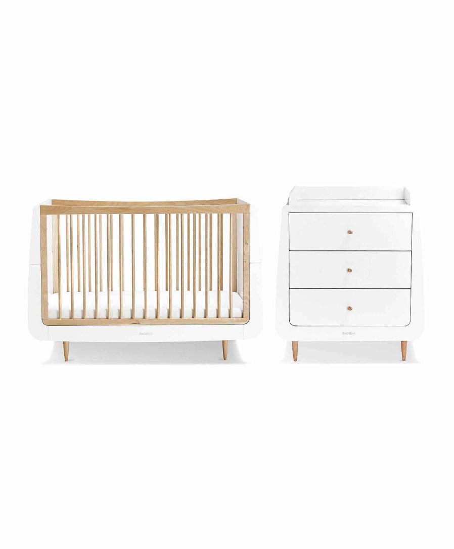 Furniture Snuz White Nursery Furniture | Snuzkot Cotbed & Changing Unit Set - Natural