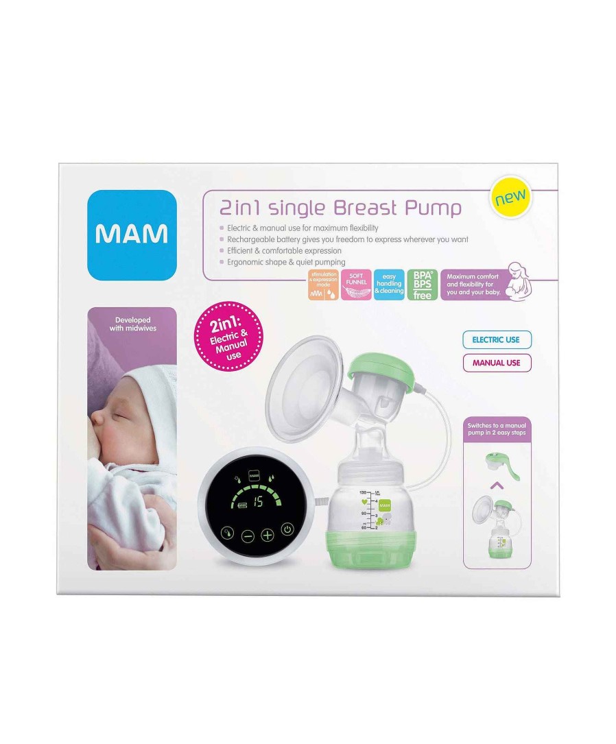 Feeding & Weaning Mam Breast Pumps & Accessories | Mam Baby 2-In-1 Electric Single Breast Pump With Rechargeable Battery