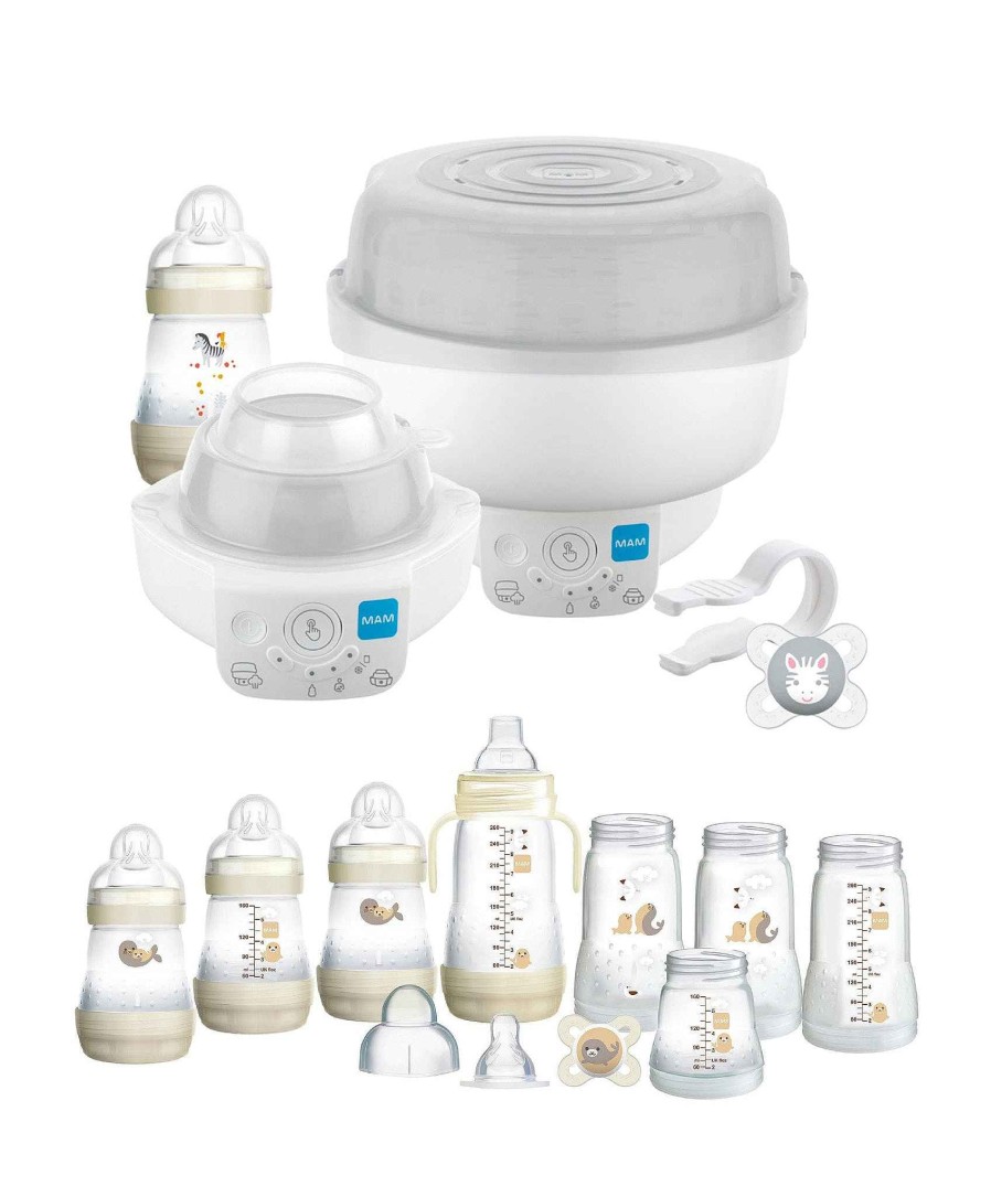 Feeding & Weaning Mam Bottle Feeding | Mam Baby 6-In-1 Electric Steriliser & Small Bottle Starter Bundle - Ivory White