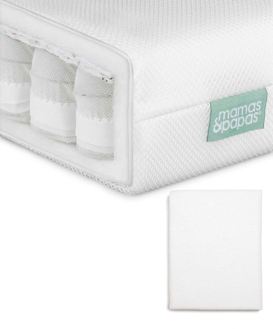 Nursery Mamas and Papas Mattress Protectors & Covers | Premium Pocket Spring Cotbed Mattress & Anti-Allergy Mattress Protector Bundle