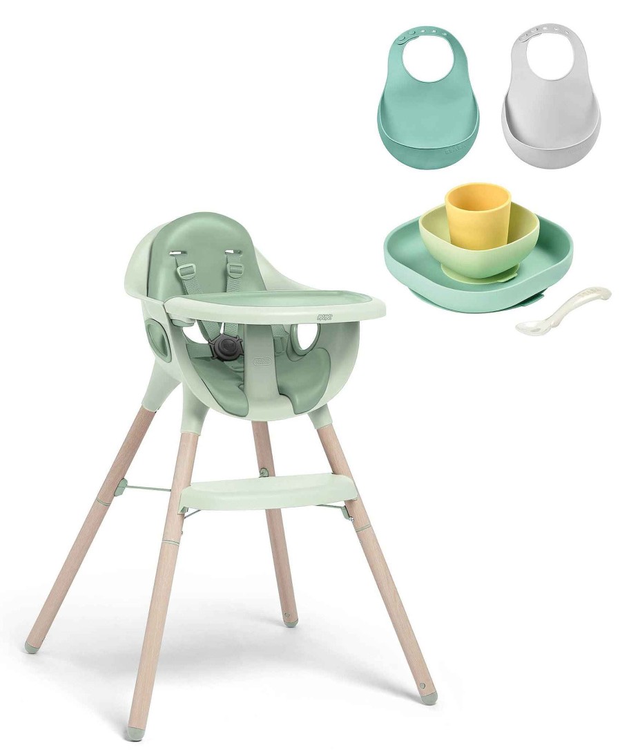 Feeding & Weaning Beaba Bibs | Juice Highchair & Beaba Silicone Meal Set With Bibs Bundle - Eucalyptus/Blue