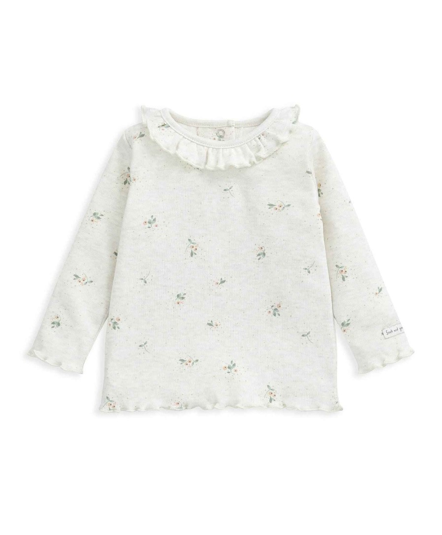 Clothing Mamas and Papas | Ditsy Print Long Sleeved T-Shirt - Oatmeal